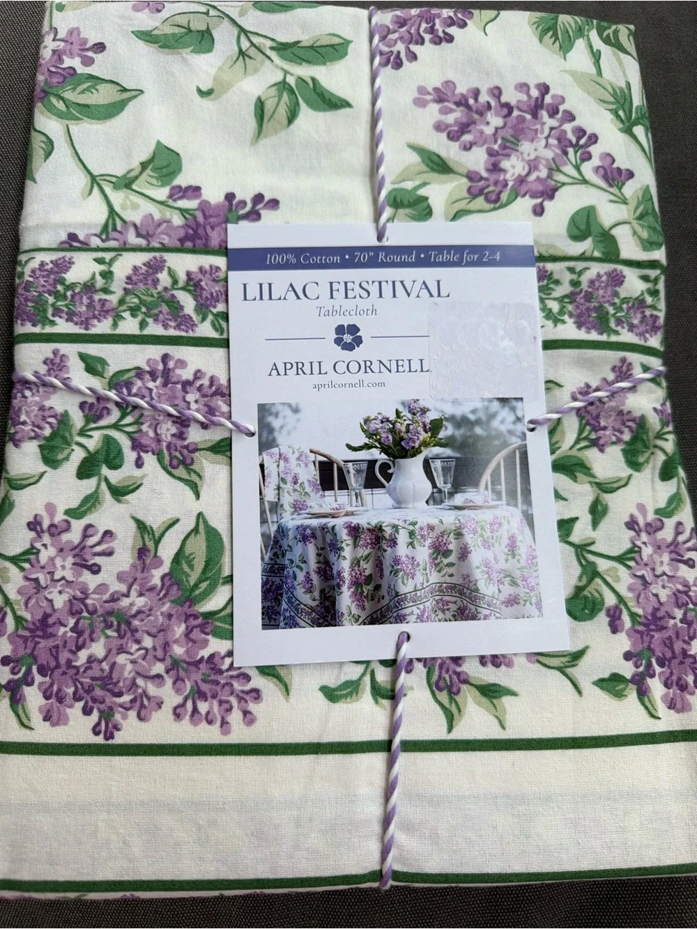 April Cornell Lilac Festival 70” Round Tablecloth NEW